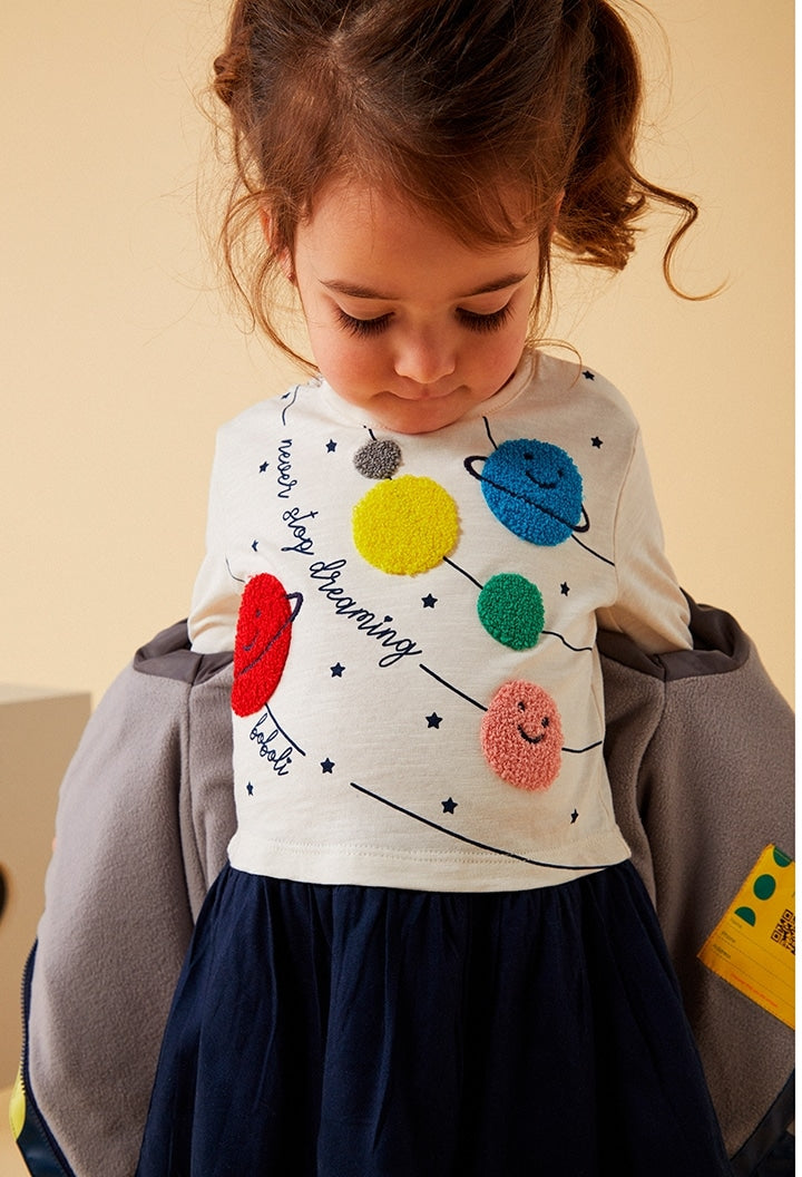 Vestido punto combinado planetas de bebé BOBOLI